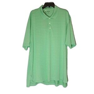 Adidas Golf Mens 2XL XXL Dri Fit Polo Shirt Green Stripe Sport Coach Top NEW